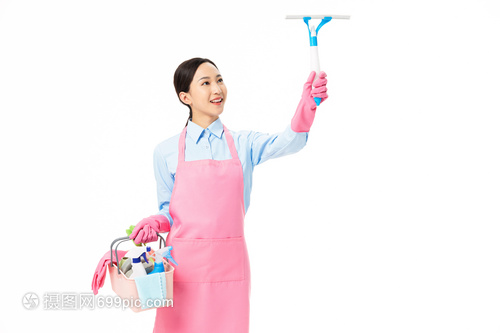 家政服务女性清洁擦拭